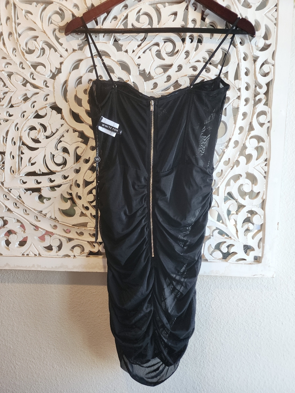 WHITE FOX PUSH-UP THE BOUNDARIES MESH RUCHED MINI DRESS  BODYSUIT NWT MEDIUM - Picture 9 of 16